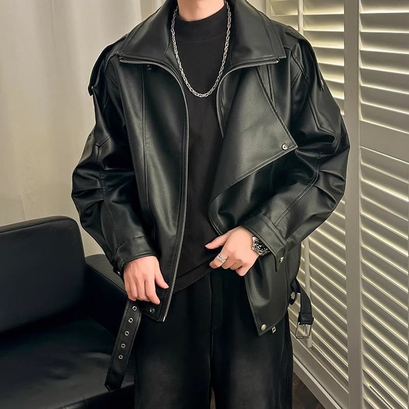 Men's Clothing Retro Niche Design Double Lapel Motorcycle Clothing High End Handsome Men Autumn And Winter