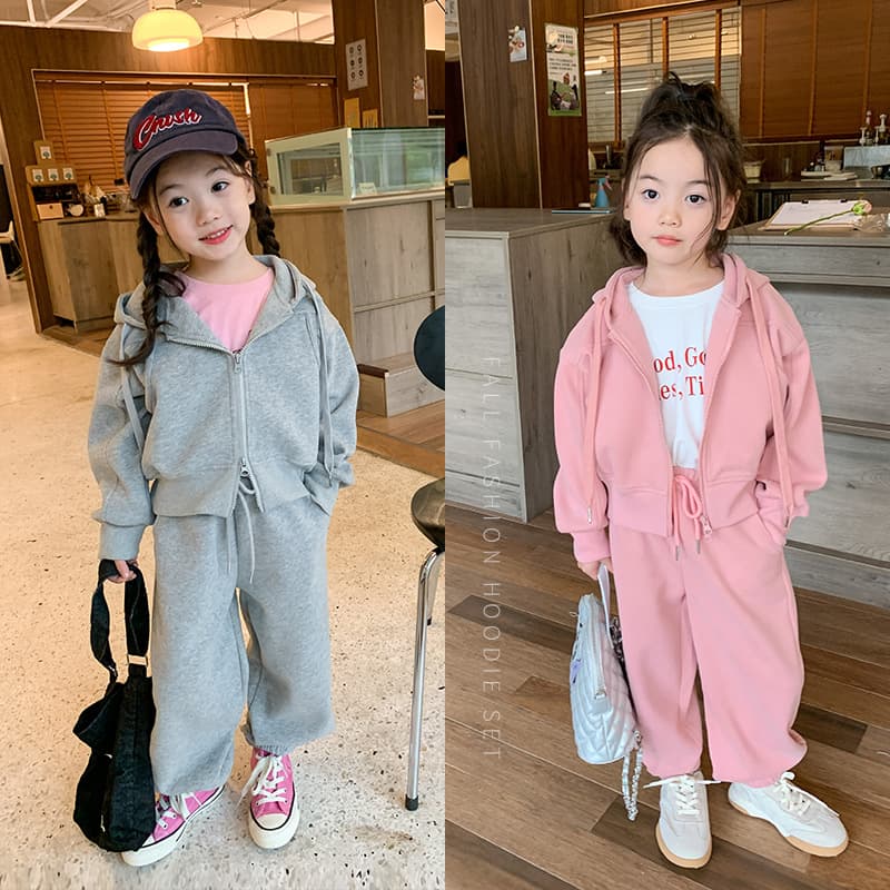 Girls' Hooded Sweater Set – Cozy Cotton Jacket & Jogger Pants For Playful Kids (Ages 3-8, Pink & Grey)​