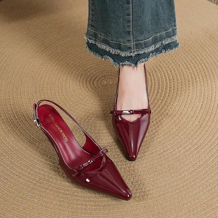 French Retro Pointed Toe Mary Jane Pumps - Elegant Black Closed-Toe Heels For Women Vintage Chunky Low Block Heel Dress Shoes​​