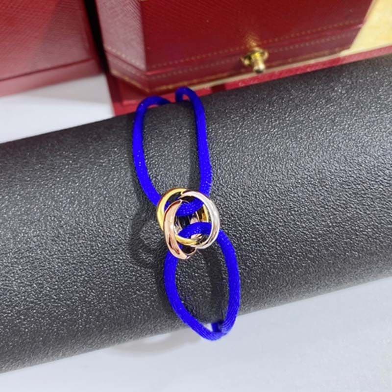 Bracelet homme femme créateur bijoux or unisexe acier inoxydable 3 boucles métal ruban lacé chaîne multicolore