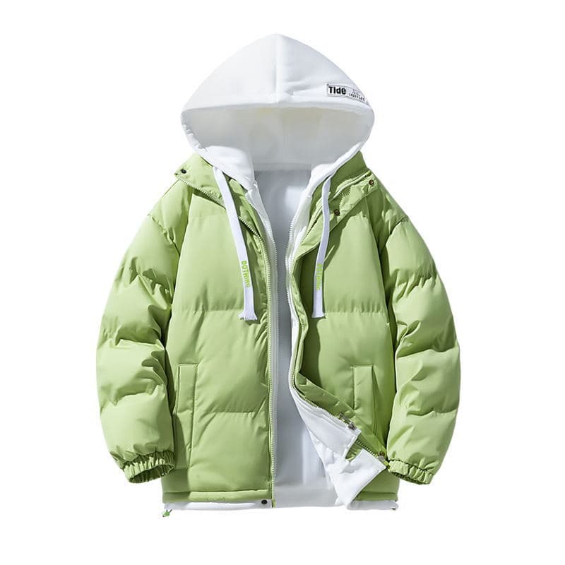 Unisex Japanese Streetwear Hooded Puffer Jacket - Winter Fleece-Lined Coat (Black/Khaki/Blue/Green, M-4XL)