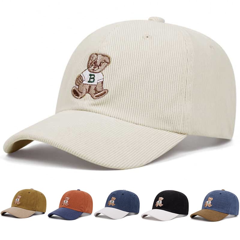 Men's Hats Cute Embroidered Baseball Cap Outdoor Sports Corduroy Cap Casual Sun Hat