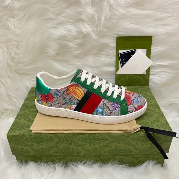 Baskets en cuir de qualité supérieure pour hommes et femmes, chaussures de course à rayures brodées Ace Bee
