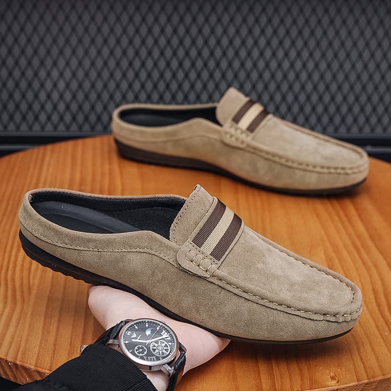 2025 Lefu Lightweight Bean Shoes Men's New Summer Shoes, One Step British Style Breathable Casual Half Support 9D1d