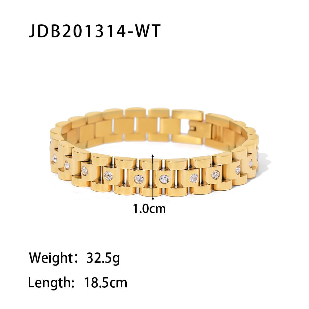 Bracelet en acier inoxydable et zircon, bracelet de niche haut de gamme, bague simple en acier titane et or, bijou de main