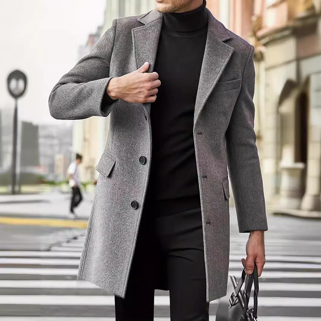 Men's Clothing Men's Mid Length Woolen Coat Autumn And Winter Woolen Suit Jacket