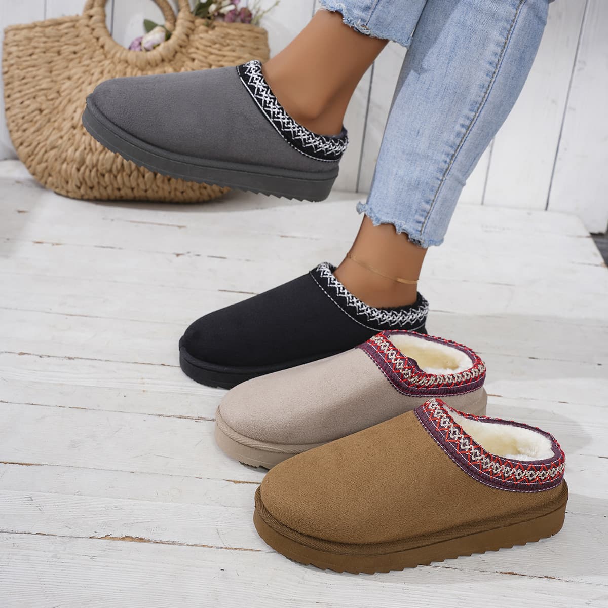 Women’s Shoes lace ethnic fashion snow boots plus size ladies shoes padded cotton shoes