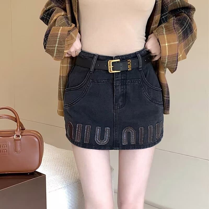 Short en jean rétro sexy pour femme, été et automne, grandes tailles, taille haute, jupe moulante trapèze