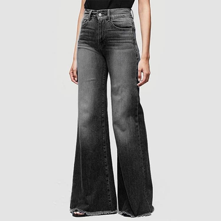 Women's Clothing Elegant Style Temperament Denim Trousers Flared Pants Mid Waist Women's Jeans First Hand Source