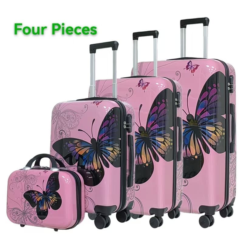 Pink Cute Butterfly Trolley Case ABS+PC Suitcase Spot Children's Suitcase Boarding Mother And Child Password Box