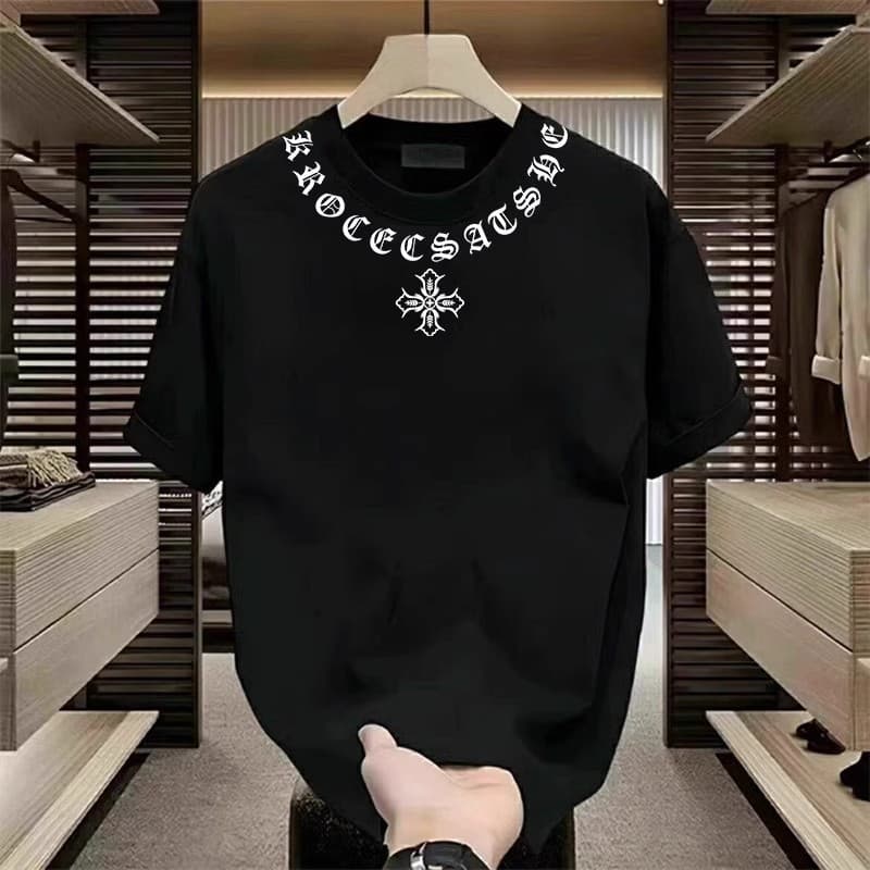 Men's Clothing Summer New Style All Match Handsome American Hong Kong Style Short Sleeved T Shirt Top Ins Half Sleeved Round Neck