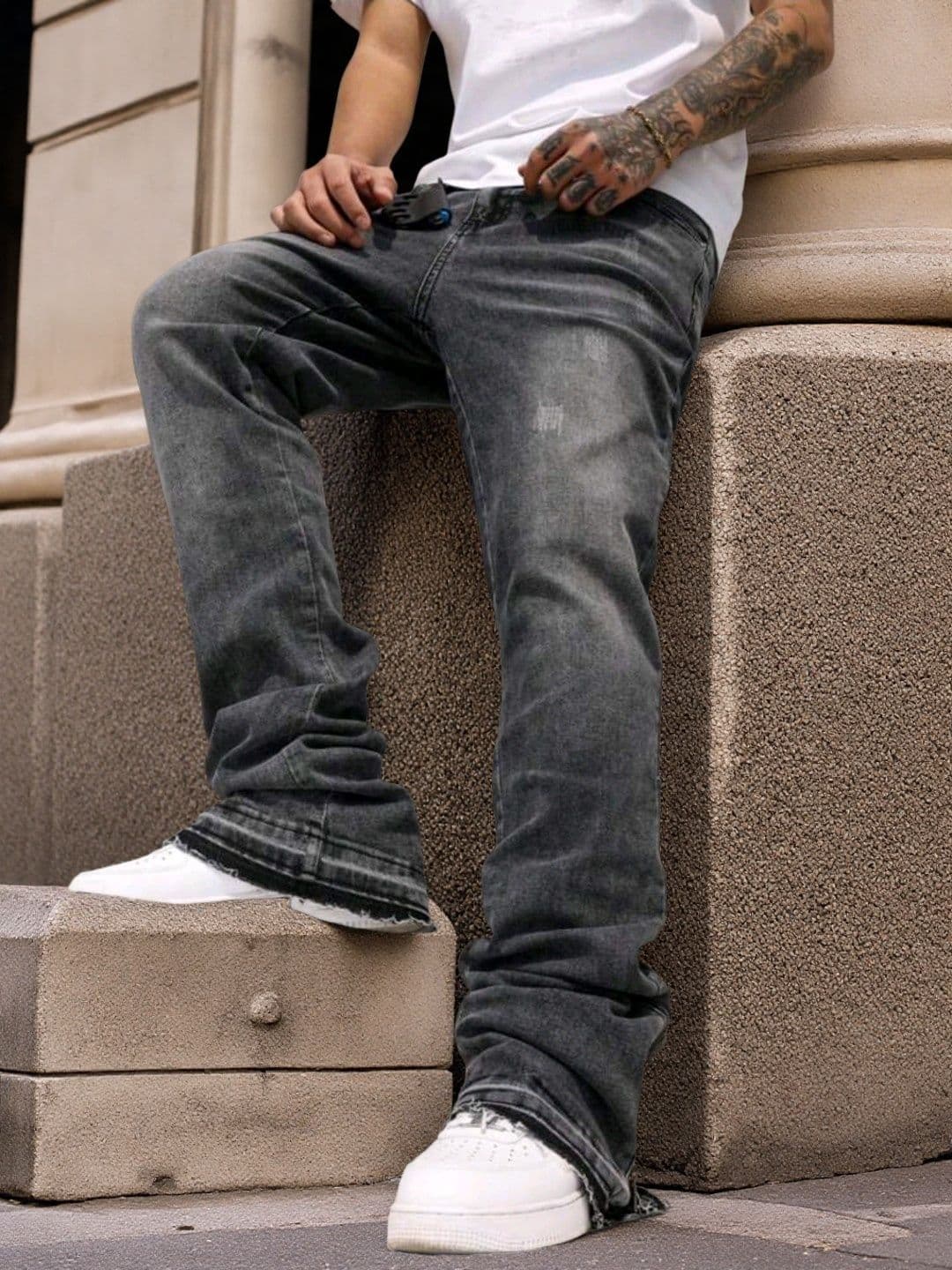 Men's Clothing Jeans 2026 American Spring/Summer Style Whiskered Loose Flare Wide Leg Straight Leg Jeans