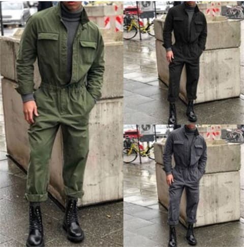 Winter new casual fashion men's solid color top long sleeves + loose trousers stand collar clothes casual suit