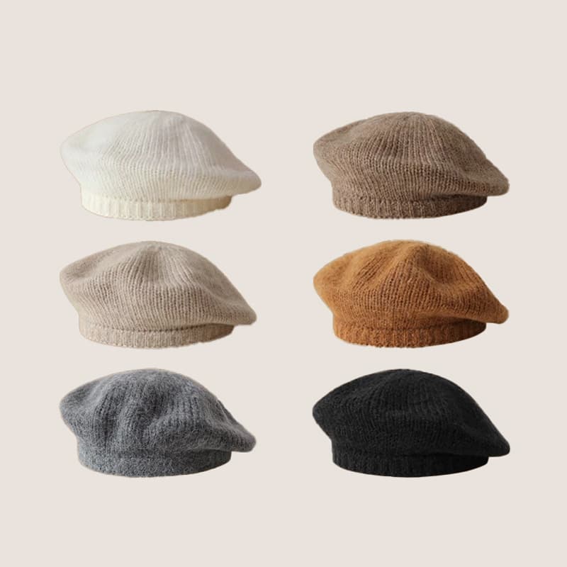 Unisex Everything bud hat hipster woman Birthday series simple solid color beret fashion temperament mohair knit painter hat