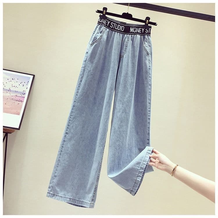 High-Waisted Wide-Leg Jeans – Flowy Straight-Leg Trousers With Stretch For Effortless Style (S-XL, Vintage Blue Wash)