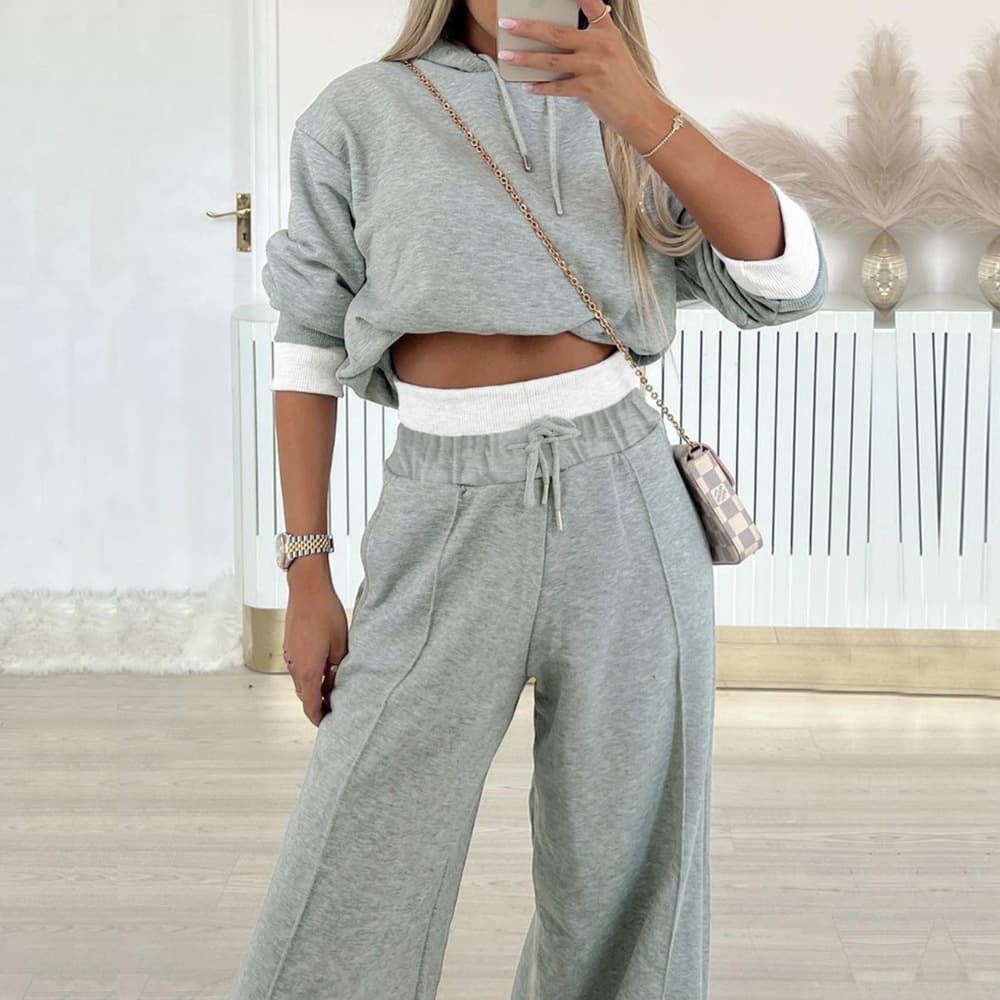 Women's Clothing Early spring outfit suit 2024 spring new women's casual hooded sweatshirt sports wide leg pants two piece suit