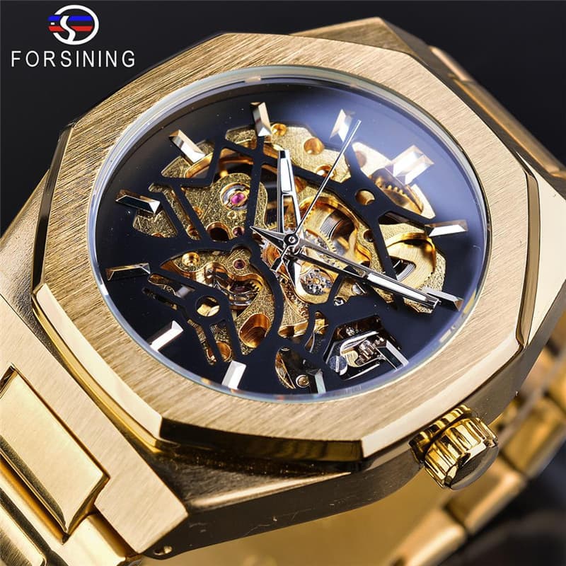 Men's Automatic Skeleton Mechanical Watch - Stylish Casual & Business Timepiece With Stainless Steel Strap, 30M Water Resistance, 33mm Round Dial
