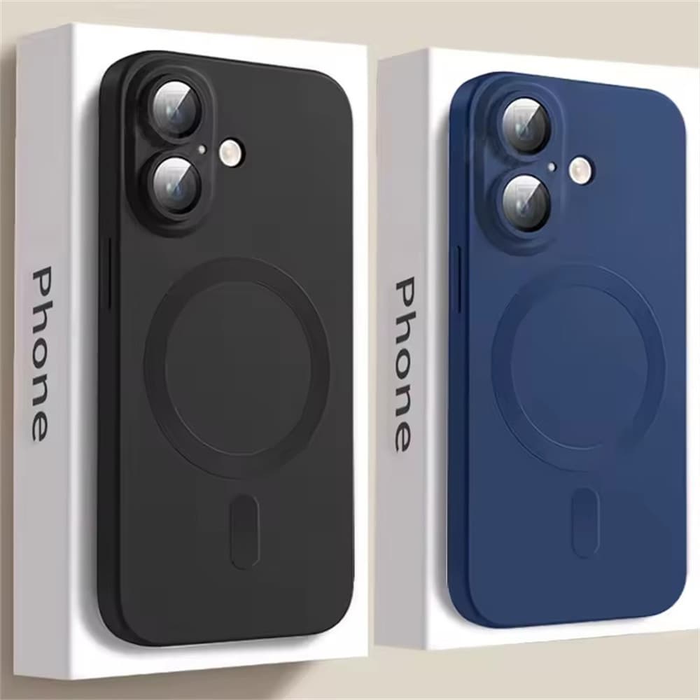 For Lens Protection Matte Antiskid Phone Case For IPhone 16 15 13 12 11 14 Pro Max Plus Magnetic Wireless Charging Cover