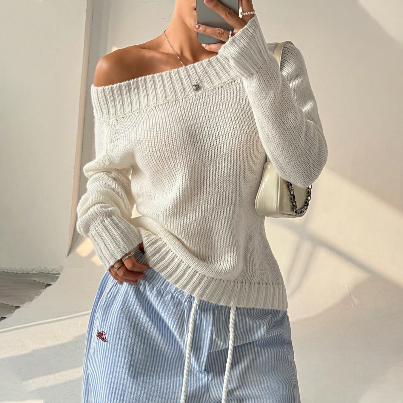 Pull en tricot côtelé doux et décontracté à manches longues pour femme, couleur unie, simple, asymétrique, surdimensionné, pour l'automne et l'hiver