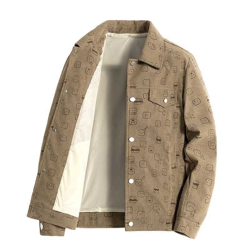 Spring Autumn men's coat, wick lapel jacket, fashionable and casual trend, fully printed simple plus size jacket