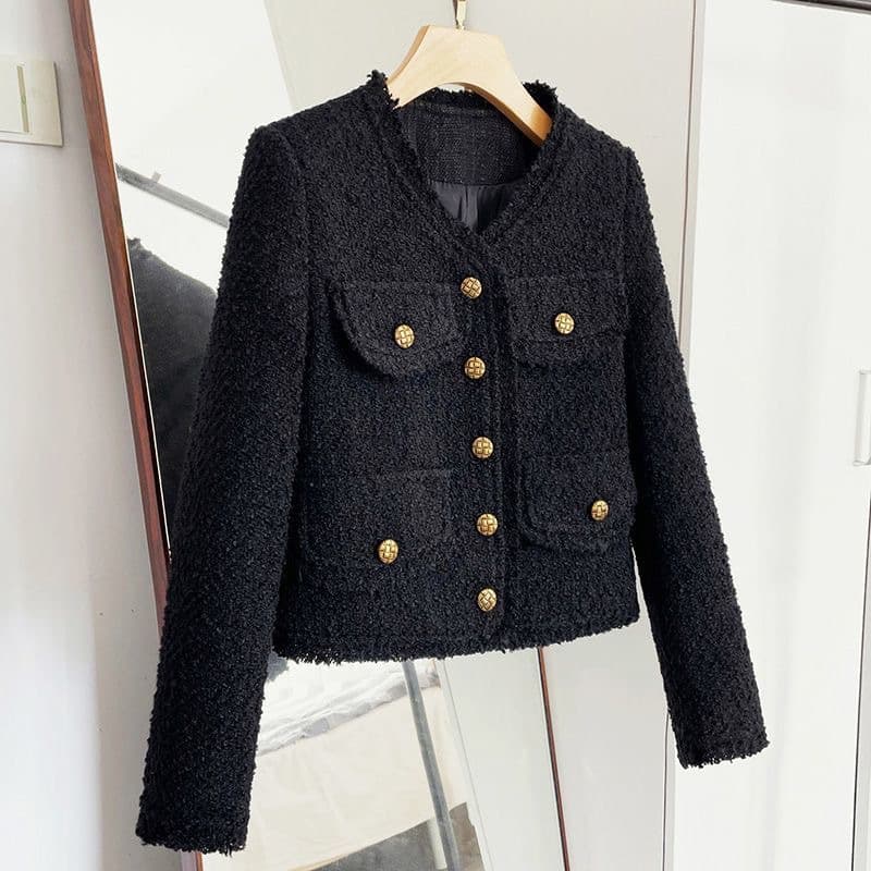 Women's Clothing Fashionable black jacket long sleeved tassel celebrity style loose versatile cardigan short jacket