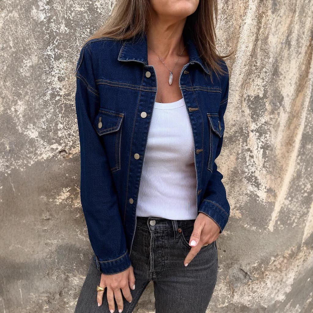 ​​Women's Classic Denim Jacket – Timeless Washed, Slim Fit, Versatile For Casual & Smart Wear​​