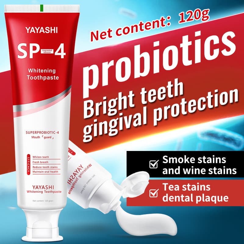YAYASHI English SP-4 Probiotic Toothpaste, Whitening Teeth, Refreshing Breath, 120g, Foshan Universal