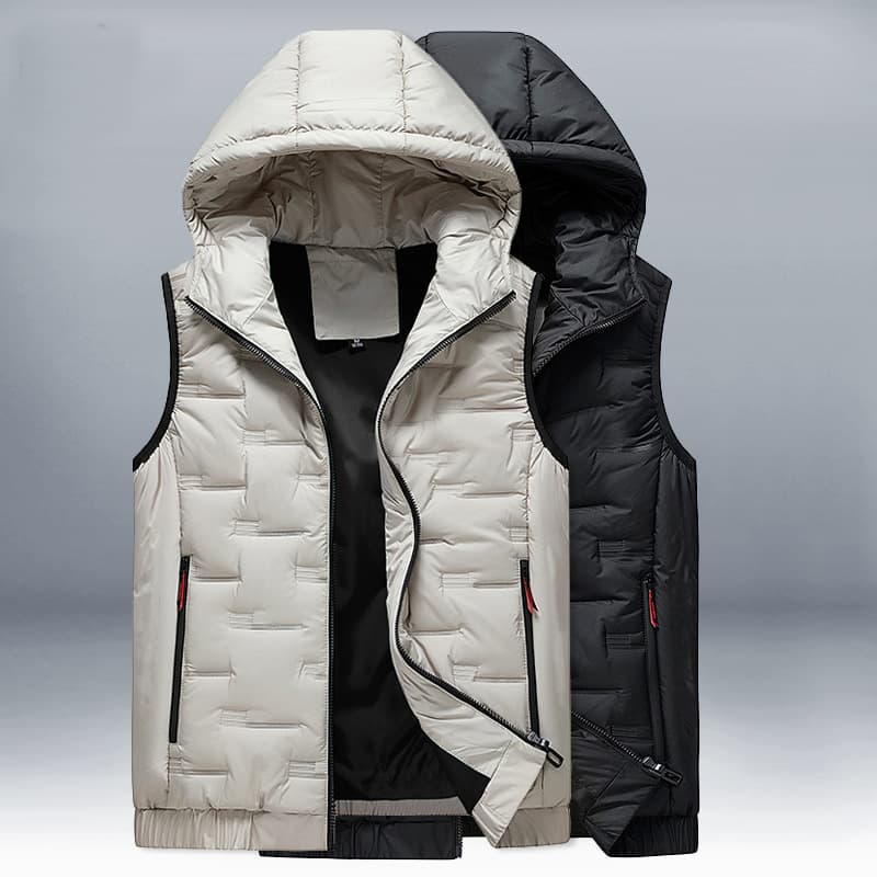 Men's Clothing 2024 new Vest men autumn and winter hooded spray coated cotton vest men's youth fashion vest men's hooded warm sleeveless vest clothing