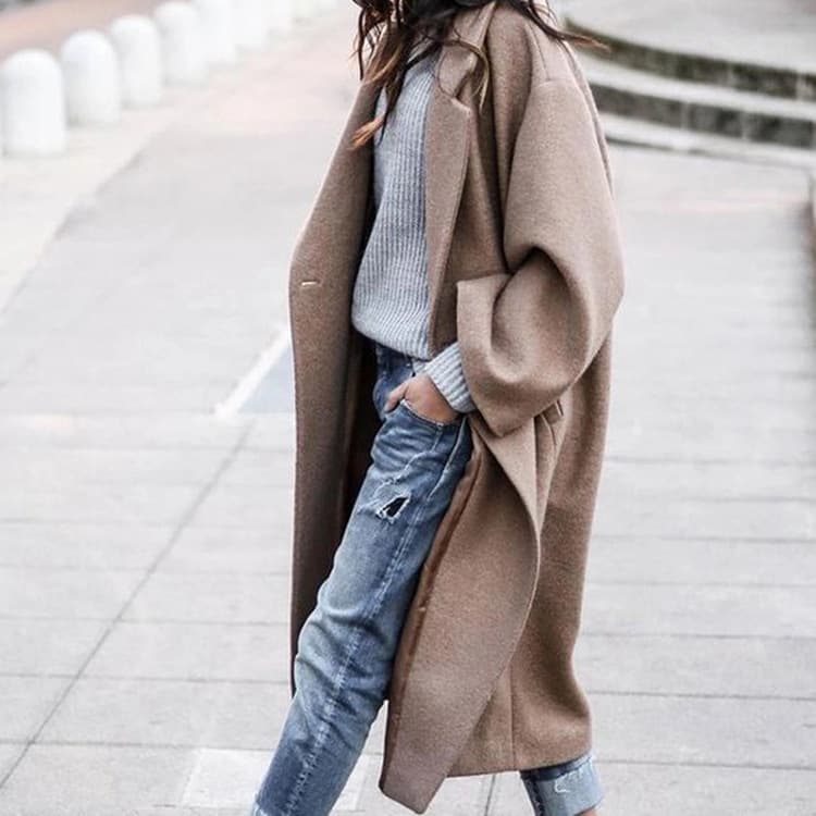Women's Clothing 2024 autumn and winter new women's clothing casual long solid color warm woolen coat