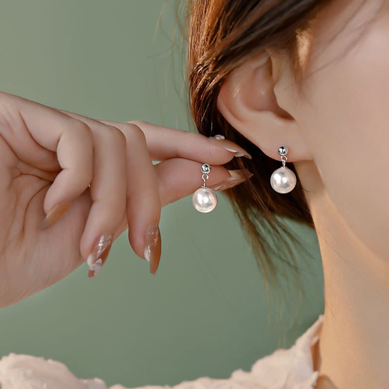 Simple S999 Sterling Silver Pearl Exquisite Earrings