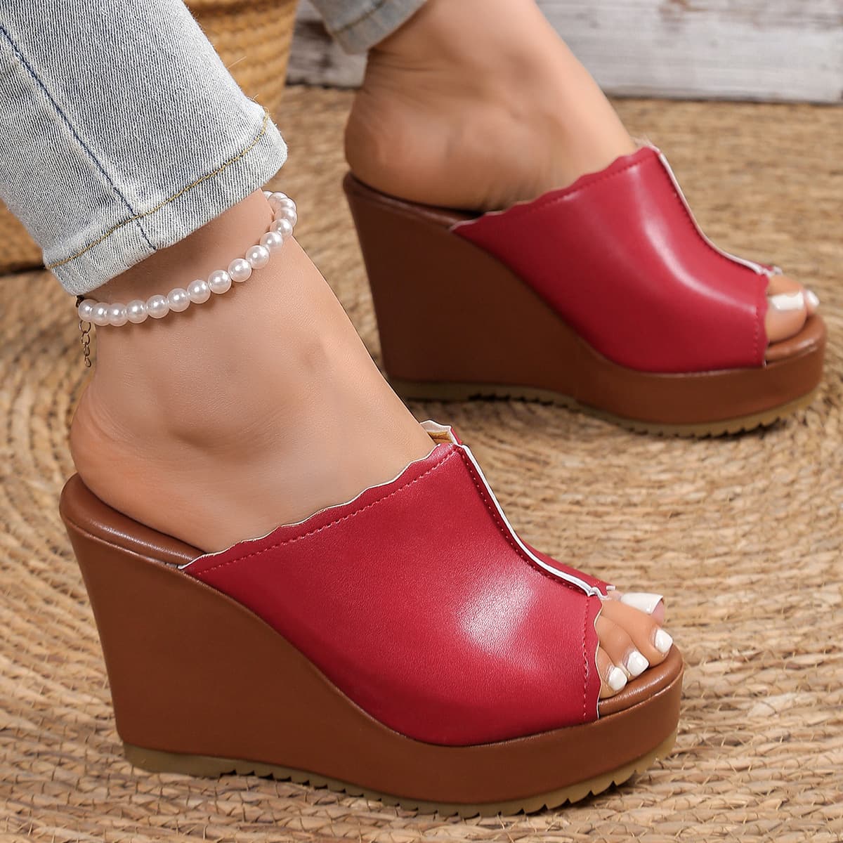 Women's Shoes Platform Sandals For Women, Thick Soled, Large Size, Cross Border, Summer Fish Mouth Wedge Heeled Slippers
