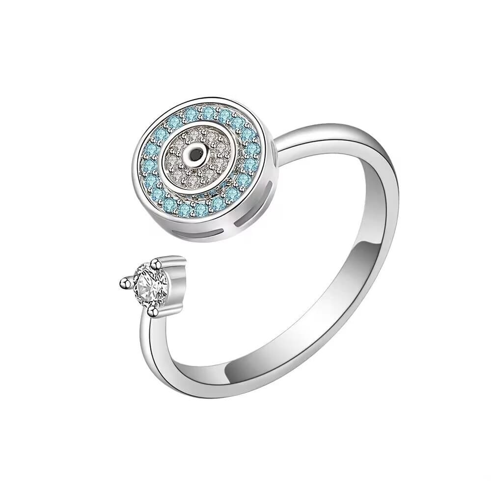 Foreign Trade European and American High-grade Sense Rotating Ring Relieving Pressure Copper Micro-inlaid Butterfly Flower Ring Rotating Ring