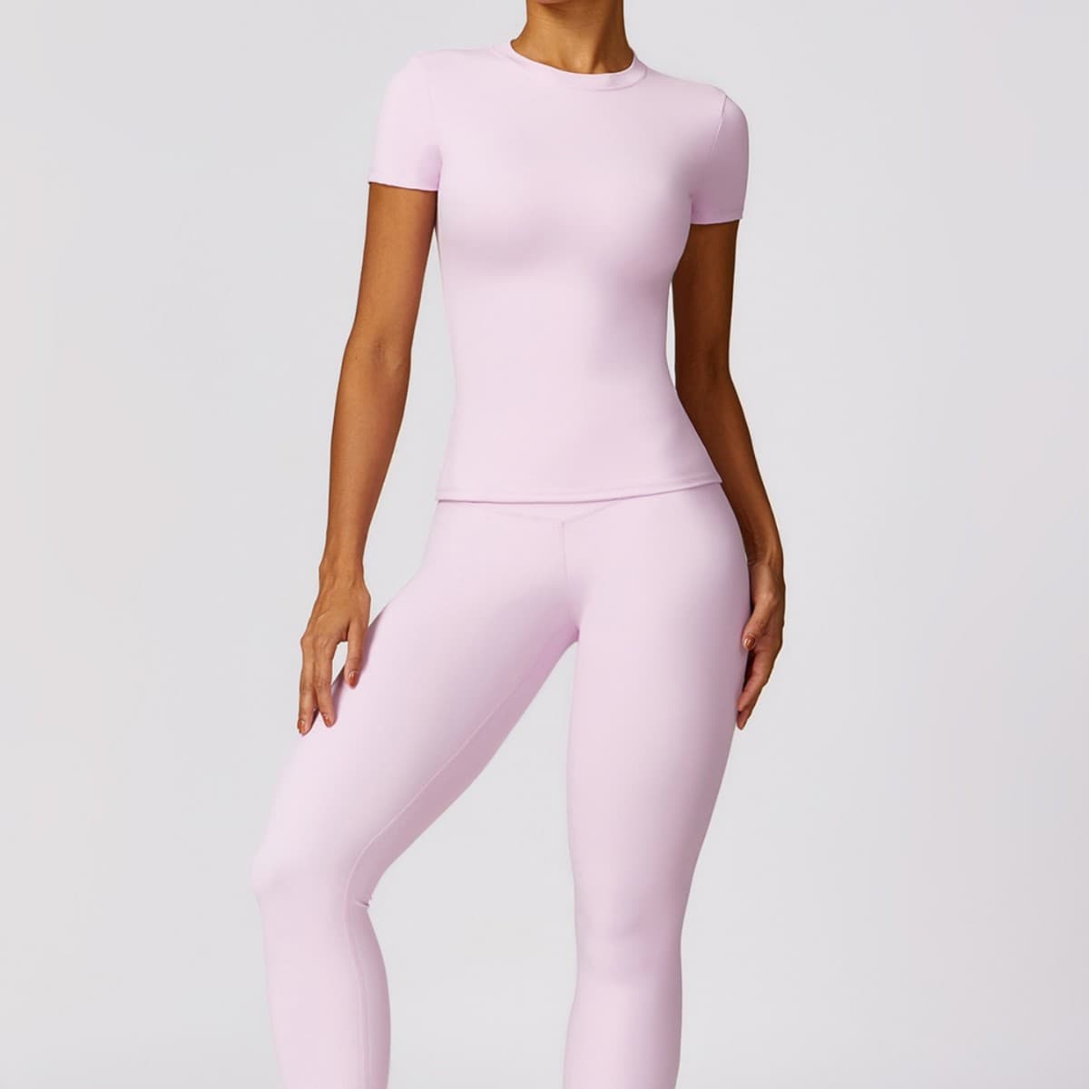 Women's Clothing T Shirt Quick Drying Yoga Fitness Clothes Outdoor Running Sports Round Neck Tight Slim Short Sleeve Trousers Suit