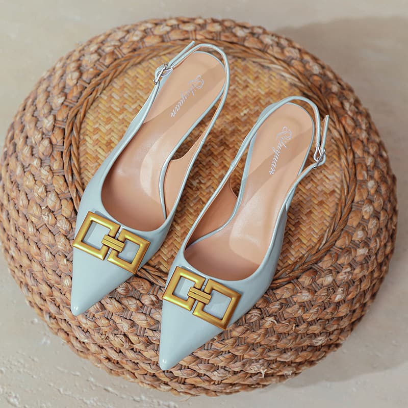 Women’s Shoes French Style Baotou Sandals For Women New Summer Large Size One Strap High Heels Stiletto Pointed Toe Sling Back Small Shoes