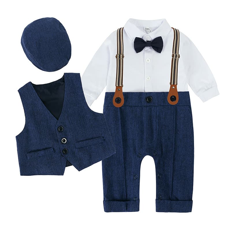 ALYCExiyuebaobao Autumn New Stylish Korean Version Boys Gentleman Formal Suit Toddler Baby Vest Romper Three-Piece Set