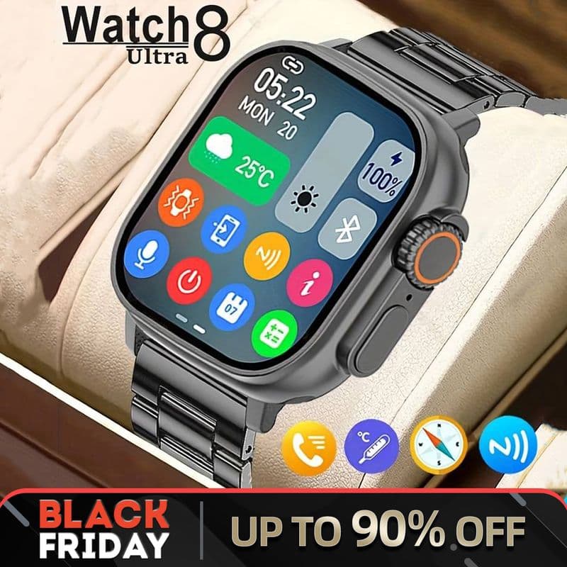 Nouvelle montre connectée Body Temperature Ultra Series 8 NFC, chargement sans fil, appels BT, pour hommes et femmes, à offrir
