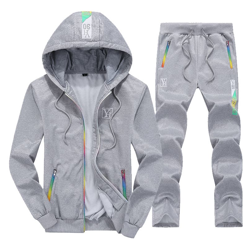 ​​"Men's 2-Piece Zip-Up Hoodie Set – Trendy Streetwear Pullover & Pants With Stand Collar (Black/Grey/Navy) – Sizes M-4XL"​​