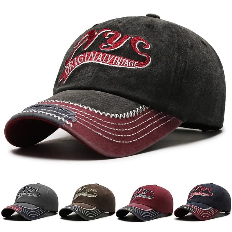 New American Street Men's Hat Made Old English Short Brimmed Soft Top Hip Hop Duck Tongue Patch Cloth Piercing Women