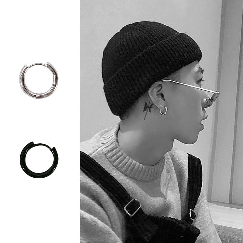 Boucles d'oreilles audacieuses de style coréen pour femmes, bijoux en acier inoxydable noir, tendance, style hip-hop