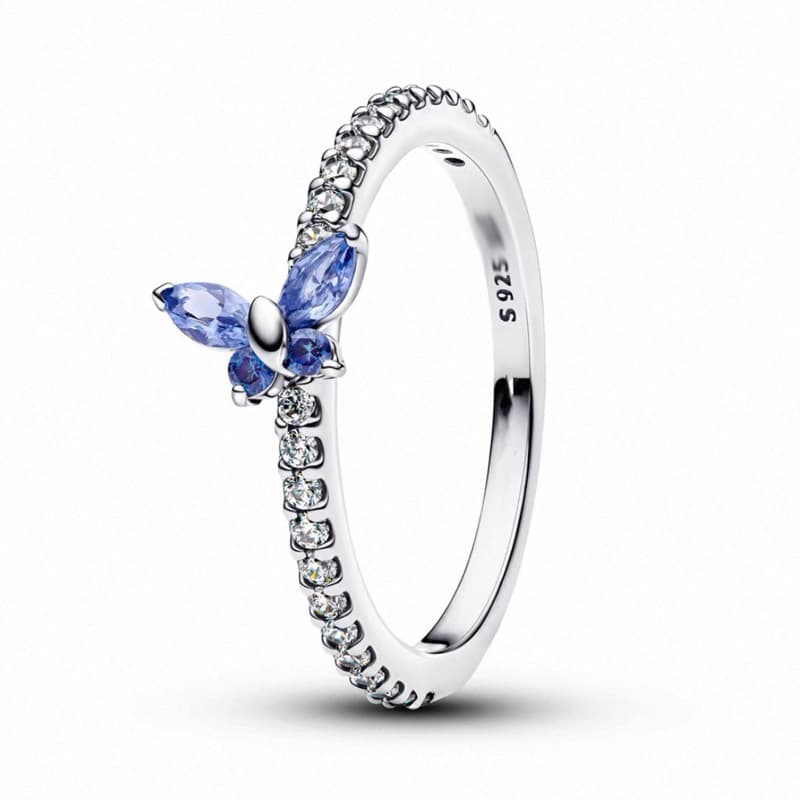 Sparkling Butterfly Ring For Women Cute Lively Blue Butterfly Jewelry Gift For Best Friend
