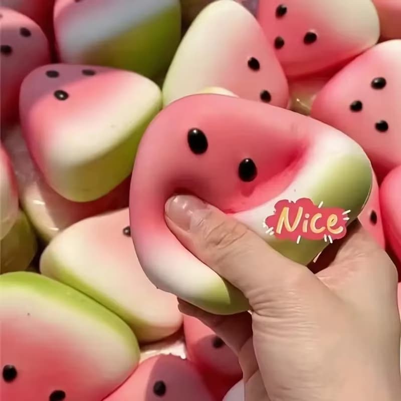 Cute Watermelon Squishy Toy Slow Rising Soft Squeeze Fidget Toy Stress Anxiety Relief Kawaii Fruit Squishies For Kids Adults Birthday Party Favors