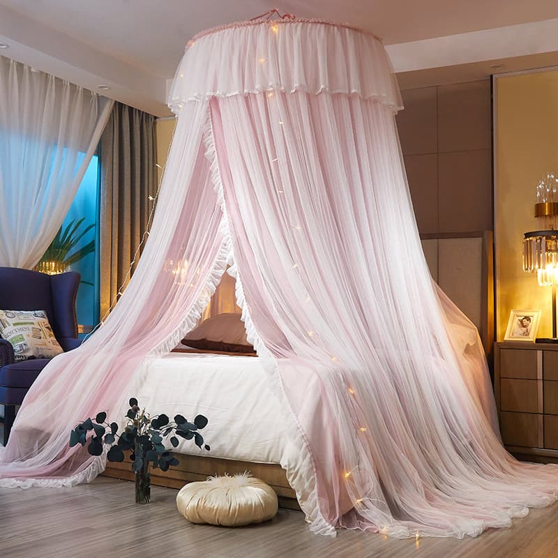 Nordic Model Room Decoration Princess Style Yarn Tent Girl Heart Bed Curtain Bedroom Double Ceiling Double Tent Mosquito Net Hanging