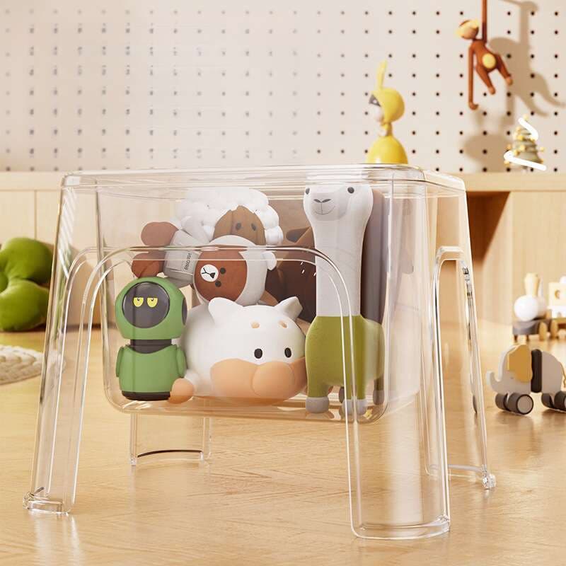 Children's Thick PET Living Room Small Household Chair Storage Stool, Simple Plastic Stool