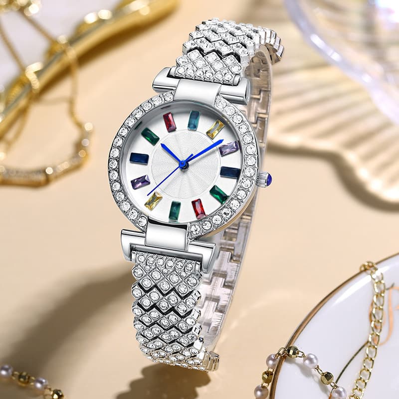 Quartz Full Diamond Seven Colors Fashion Women's Waterproof Watch Kuaishou Proxy