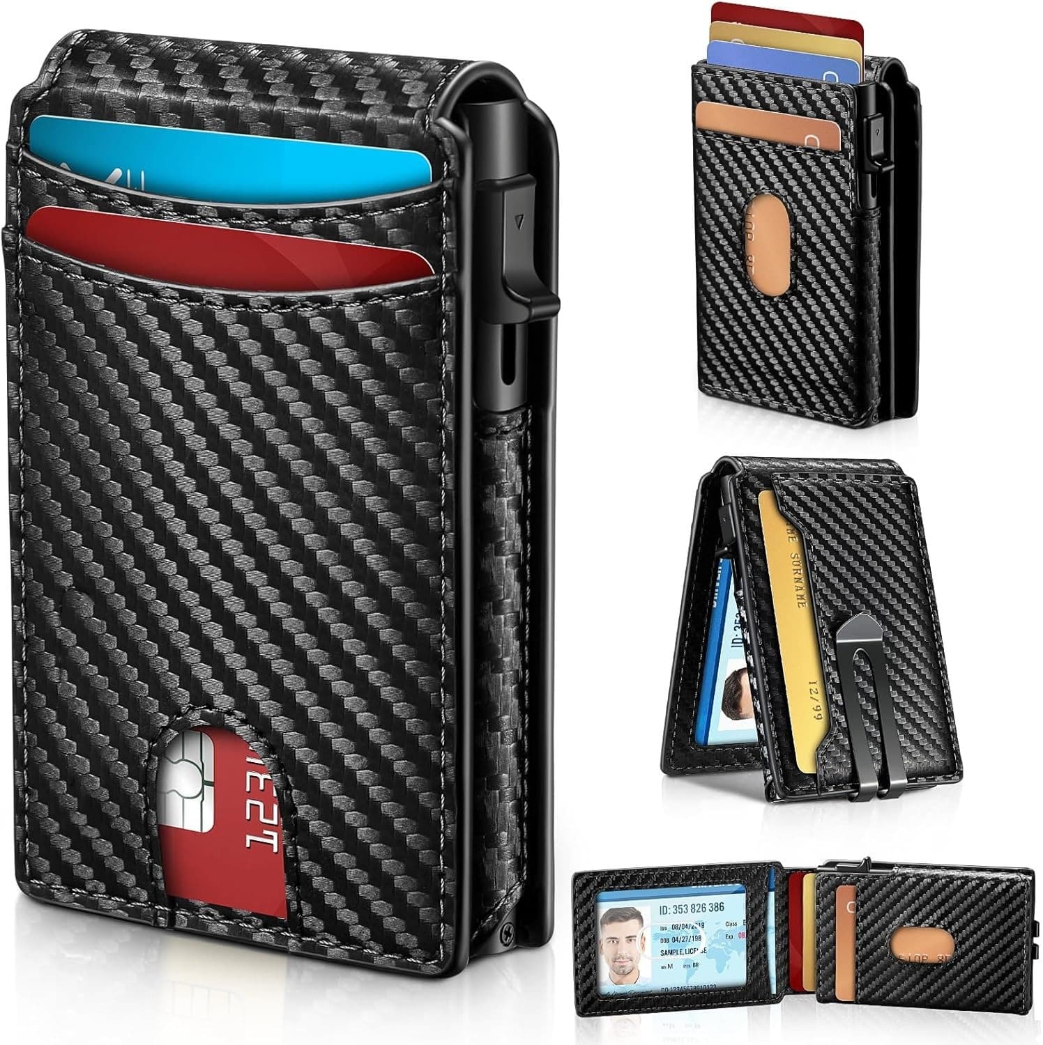 New Large Capacity Flip Cover Magnetic Wallet Anti Lost Men's Credit Card Bag RFID Anti Theft Business Wallet