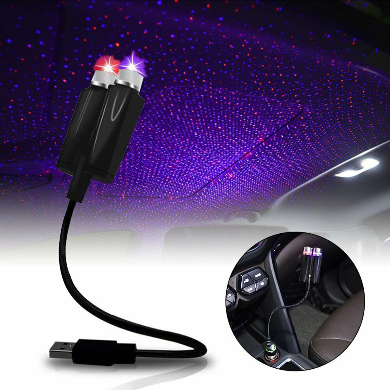 Car Roof Star Light High Brightness Clear Projection Adjustable Mini LED USB Auto Starry Decoration Night Light for Car