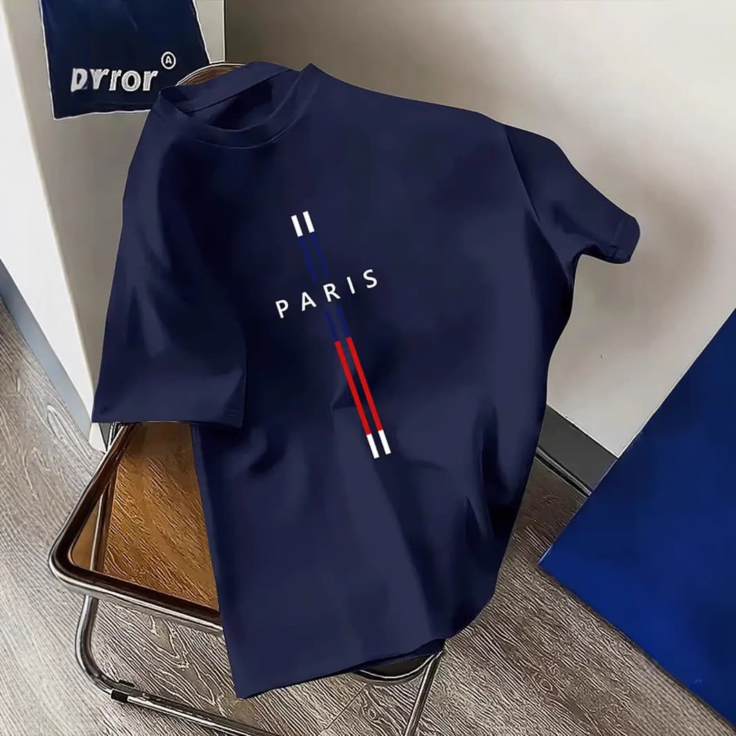 Paris Letter Print T-Shirt – Oversized Unisex Cotton Tee With Trendy Typography (XS-4XL) | 200GSM Combed Cotton | Breathable & UV Protection​