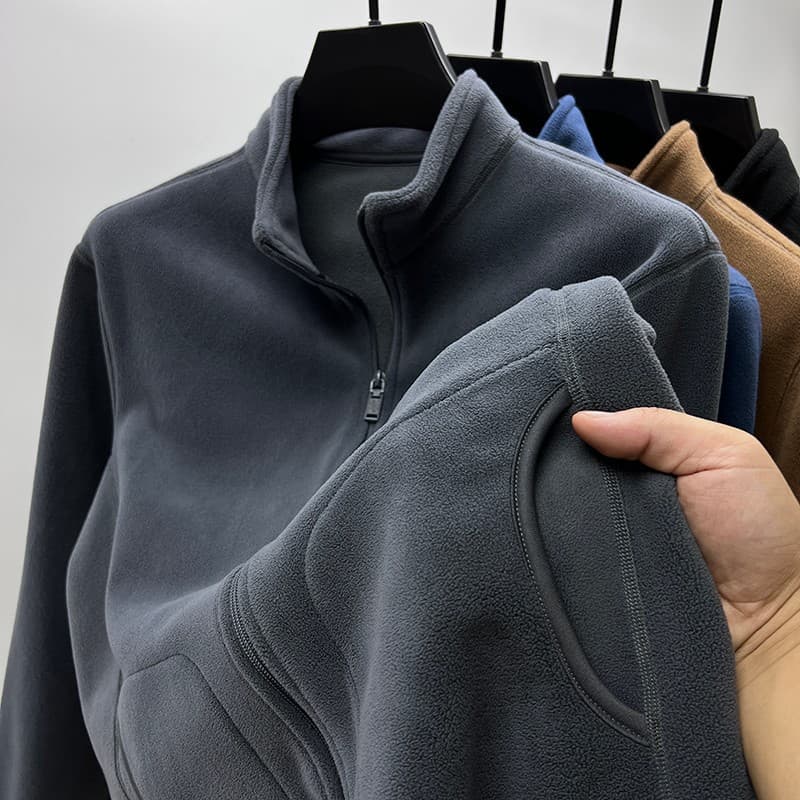 Men's Clothing New autumn and winter fashion polar fleece stand collar men's jacket fashionable and versatile loose couple style zipper sweater
