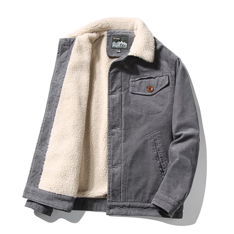 Men's Clothing winter plus velvet cotton coat corduroy workwear casual cotton coat casual plus velvet thickened jacket men's men