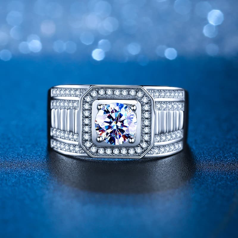 European American Domineering Personality One Carat Moissanite Large Fashionab And Egant Men's Business Ring